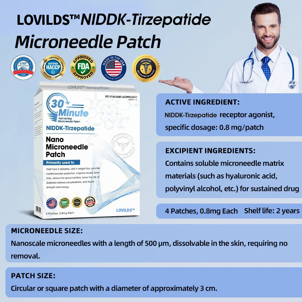 【LOVILDS™ Official Store】 NIDDK-Tirzepatide Nano Microneedle Patch (Zero Pain, 24/7 Release | Lose 20lbs FAST | 90% Sugar Drop | )