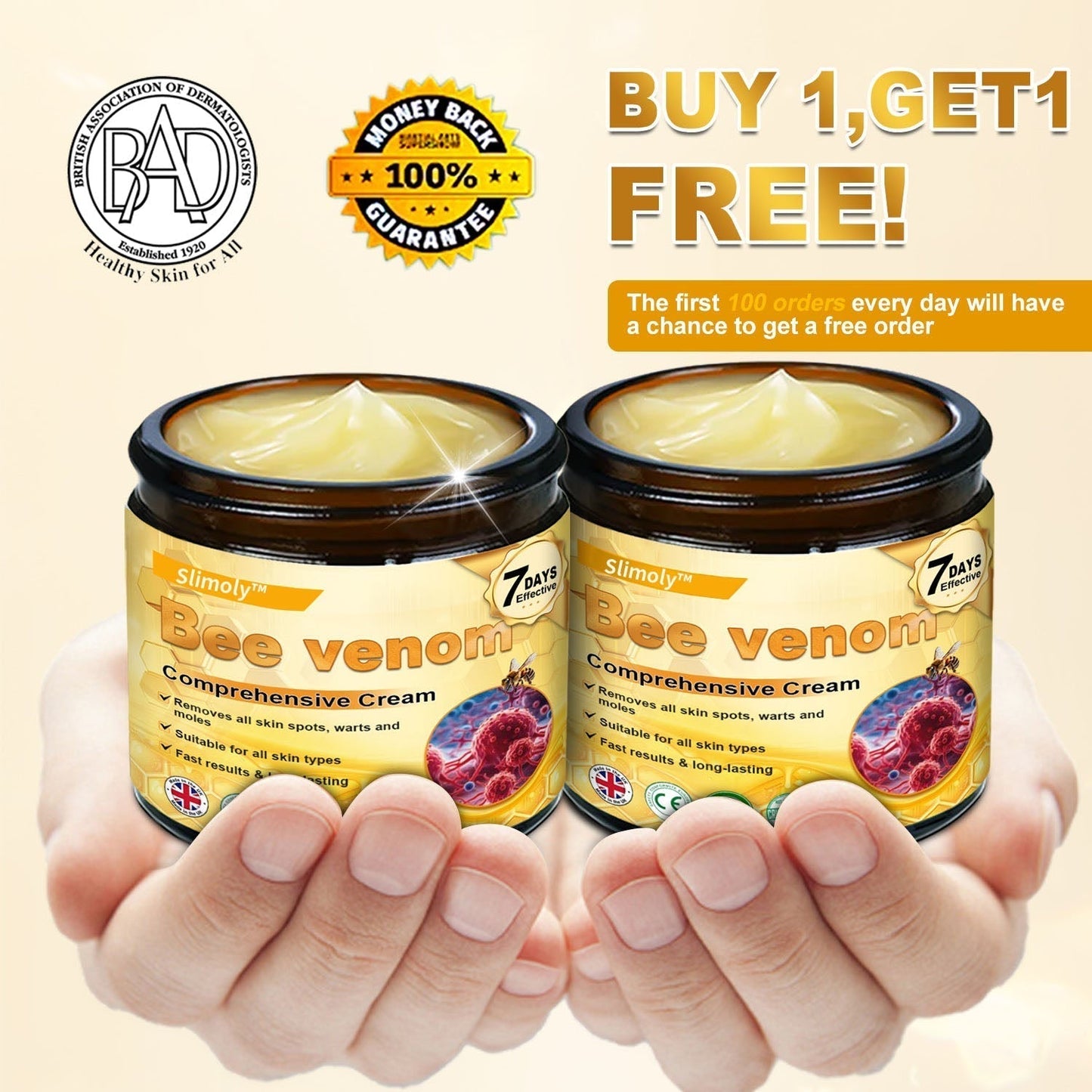 Made and Shipped from USA✨ Slimoly™ Bee Toxin Skin Repair Cream🔥 Last day 80% OFF💎💎