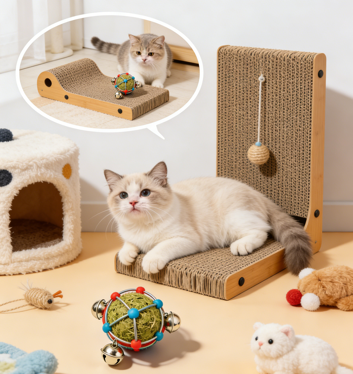 Natural Grass Ball Bell Cat Toy – Interactive Jingle Toy for Cats & Kittens