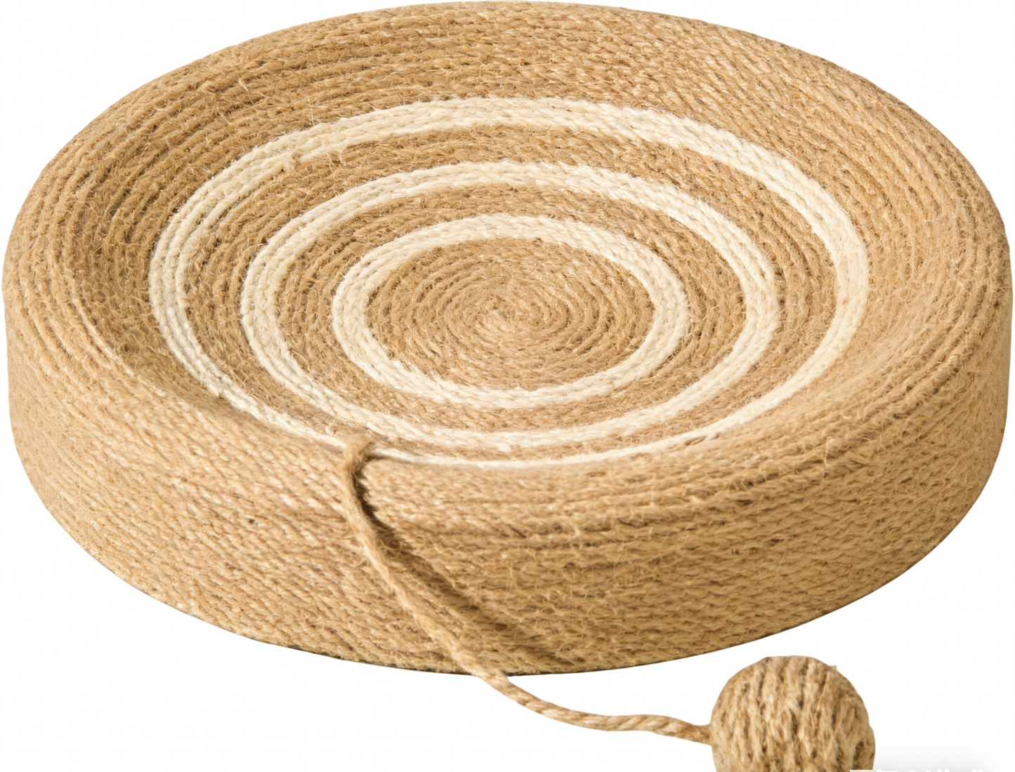 Natural Sisal Rope Cat Scratching Pad with Dangling Ball – Round Scratcher Toy