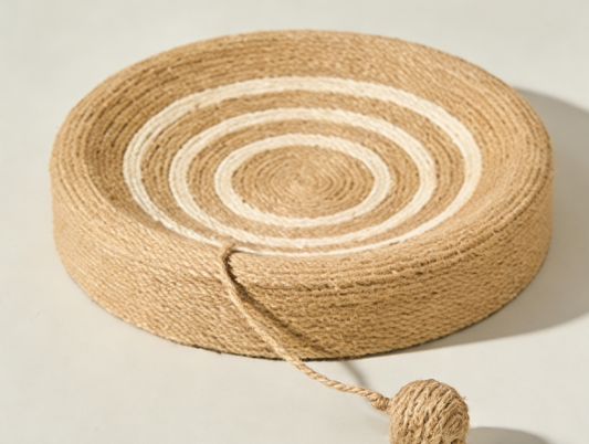 Natural Sisal Rope Cat Scratching Pad with Dangling Ball – Round Scratcher Toy