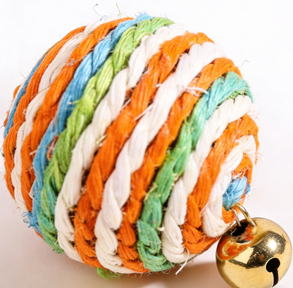 Colorful Sisal Rope Bell Ball Cat Toy – 2-Pack Interactive Woven Ball with Jingle Bell