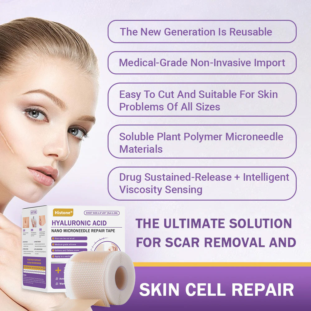 ✅Official Store |Histone® Hyaluronic Acid Nano Microneedle Repair Tape🍁🏥(Treatment of old and new scars, reduction of surgical scars, stretch marks, keloids, acne, burns, warts, dermatomes and varicose veins)