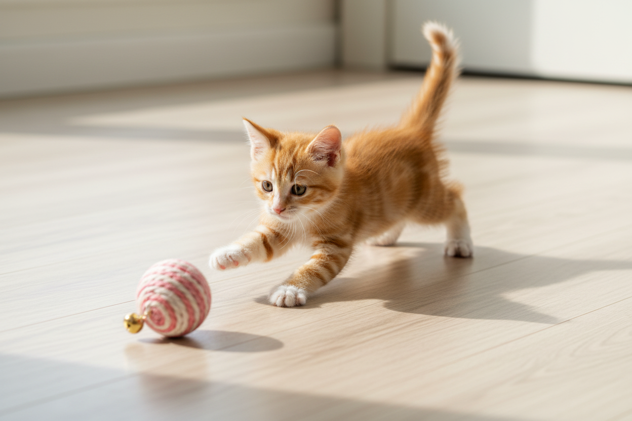Play - Kitten Chasing Pink Ball